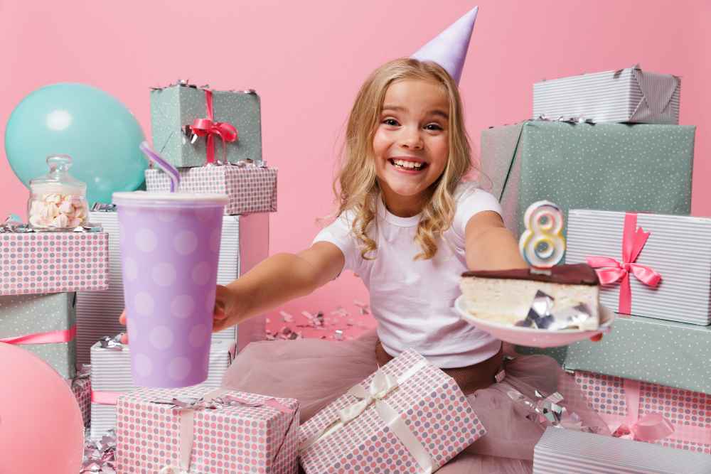 Little girl with gifts