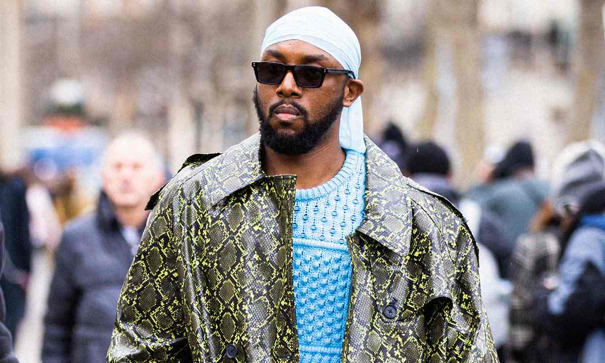 A man wearing durag for hair styling